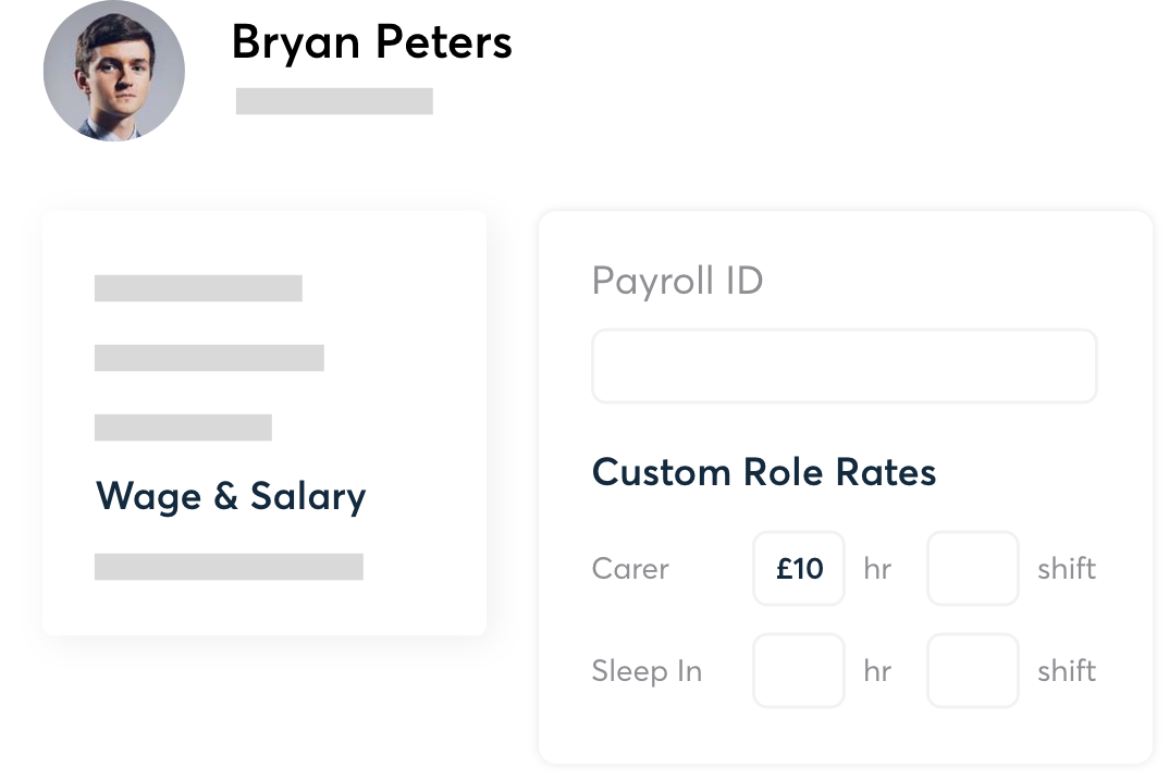 Screenshot of custom role rate options in RotaCloud