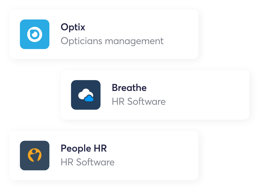 Integrations in RotaCloud — Optix opticians management, Breathe HR software, People HR software