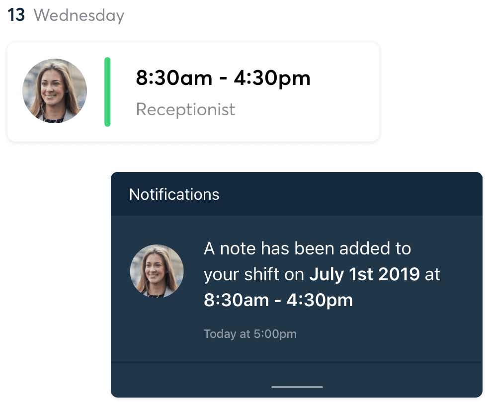 Receptionist’s timesheet showing lateness