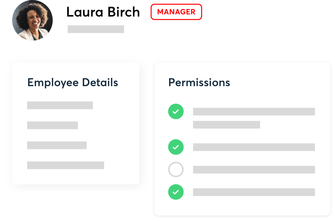 Stylised screenshot of a manager setting user permissions in RotaCloud